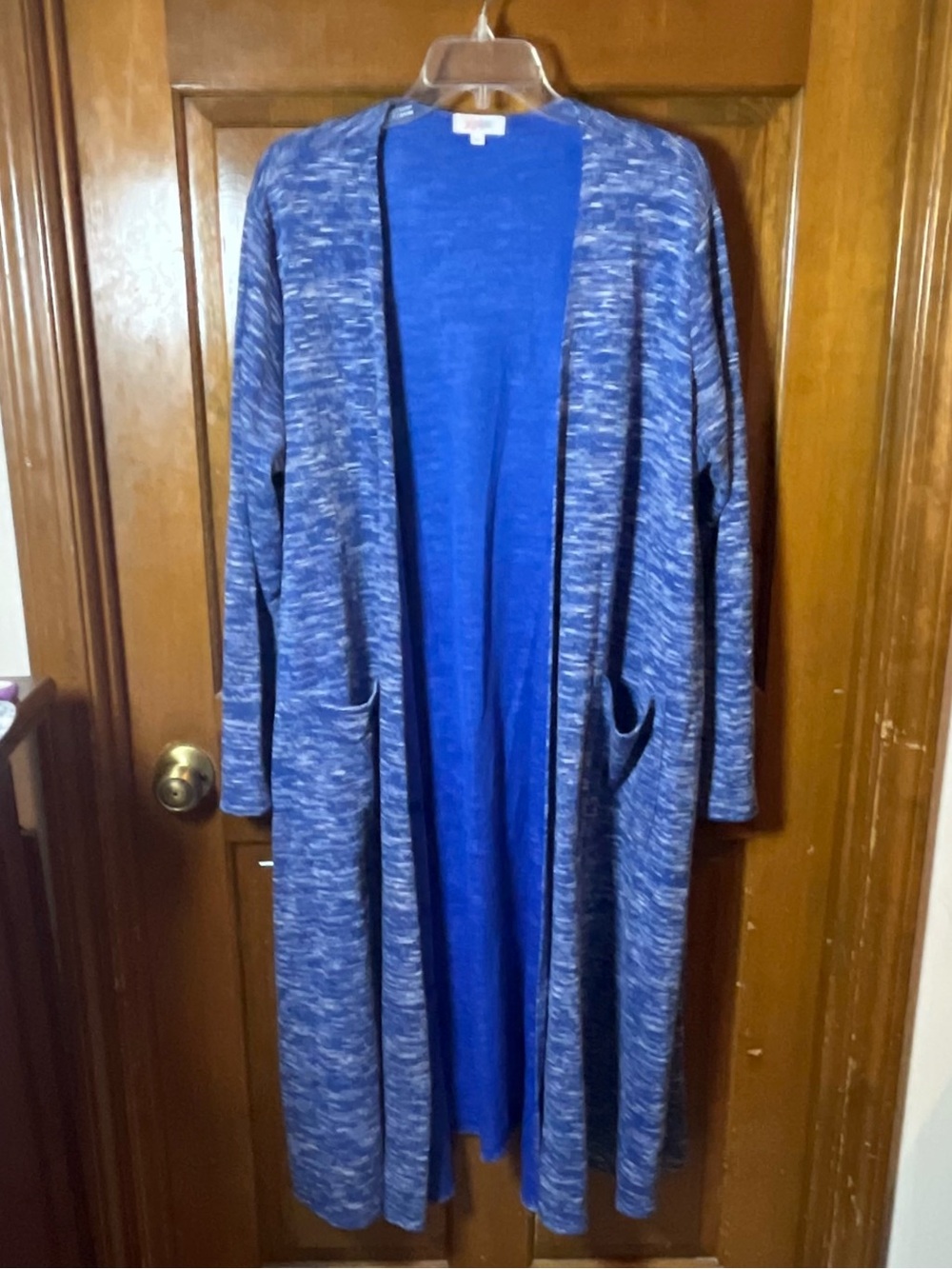LuLaRoe Sarah Long Open-Front Women's Cardigan Coatigan in Blue Heather Sz XL